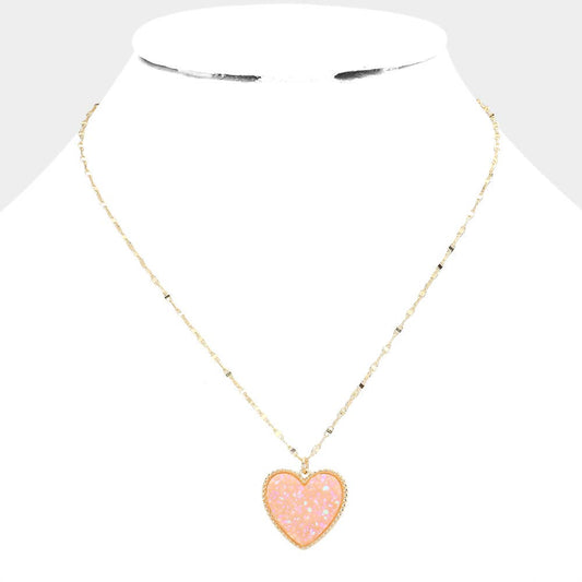 Josslyn Druzy Heart Pendant Necklace