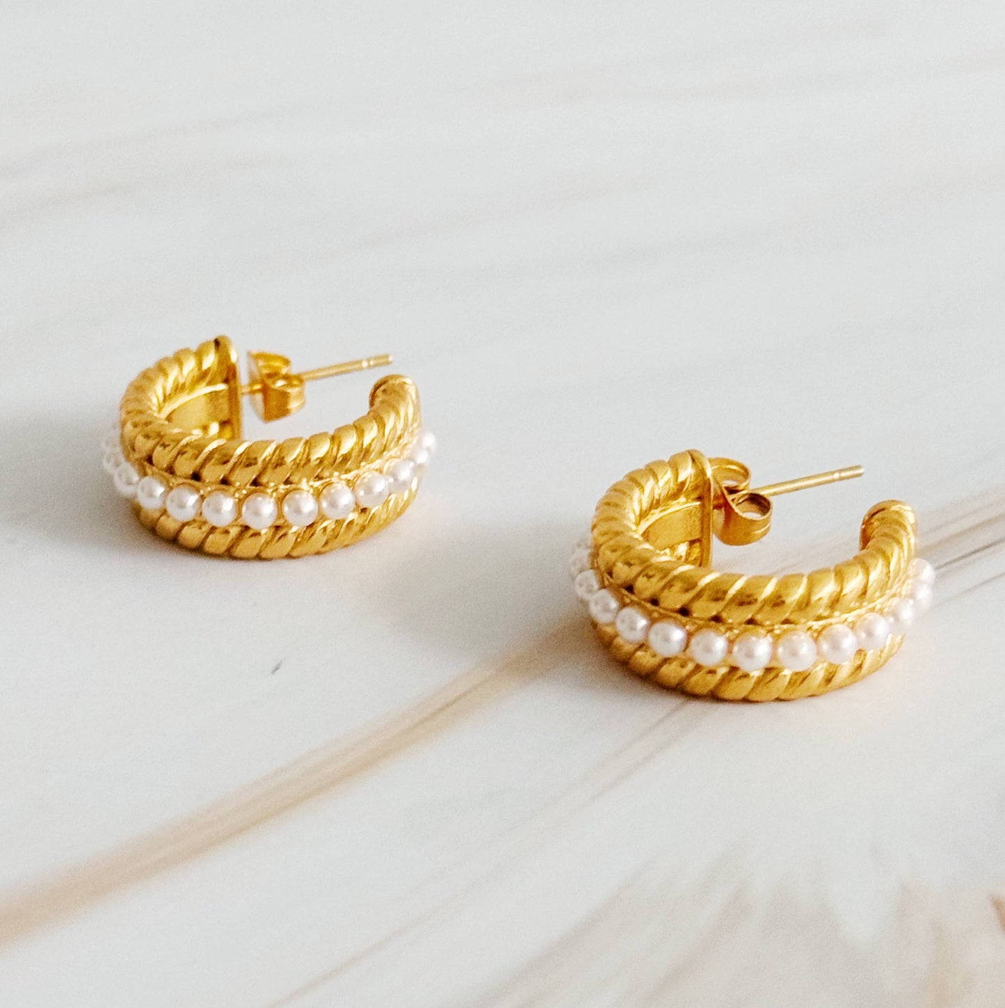 Ellison+Young My Lady Pearl Mix Hoop Earrings