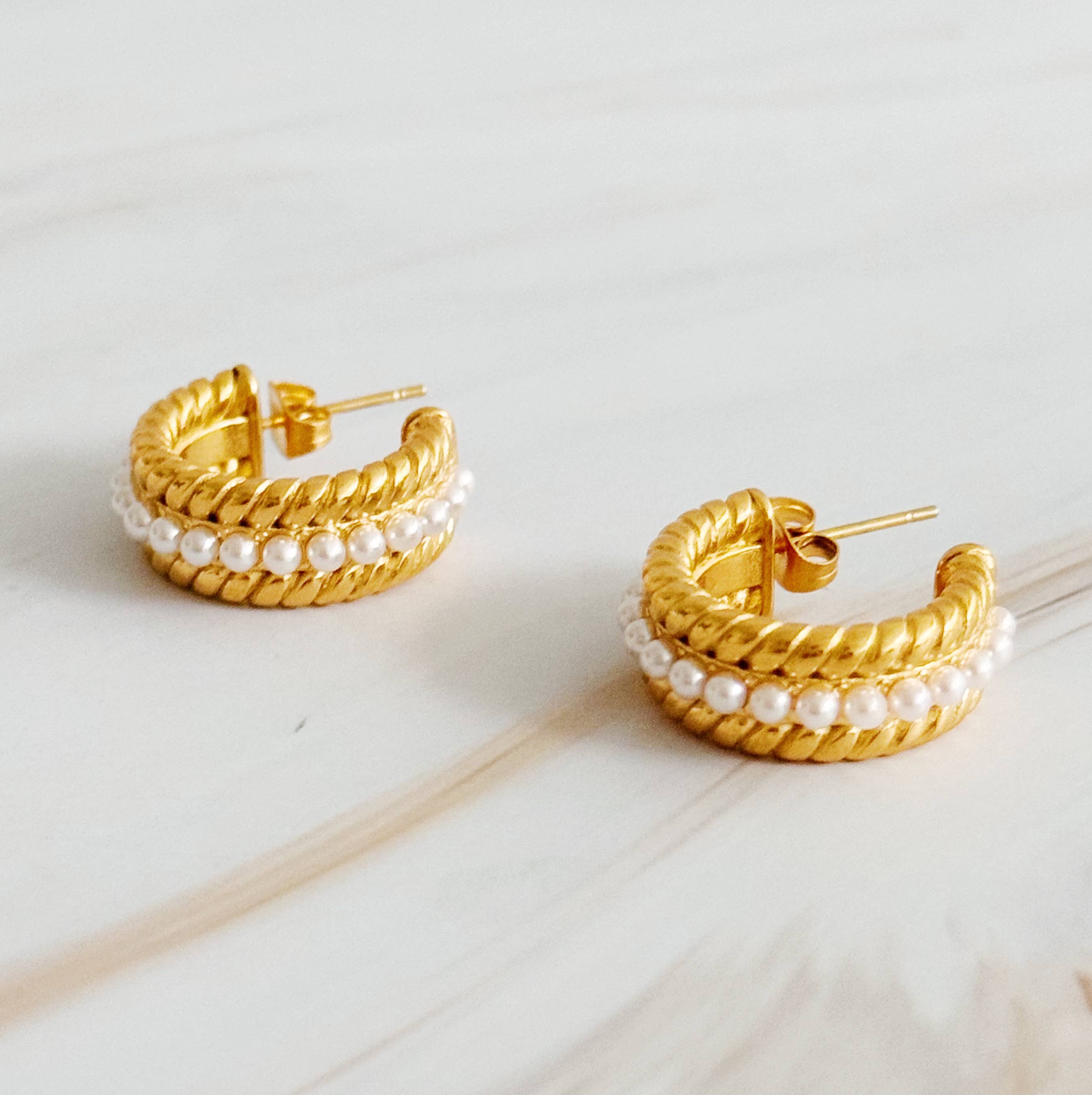 Ellison+Young My Lady Pearl Mix Hoop Earrings