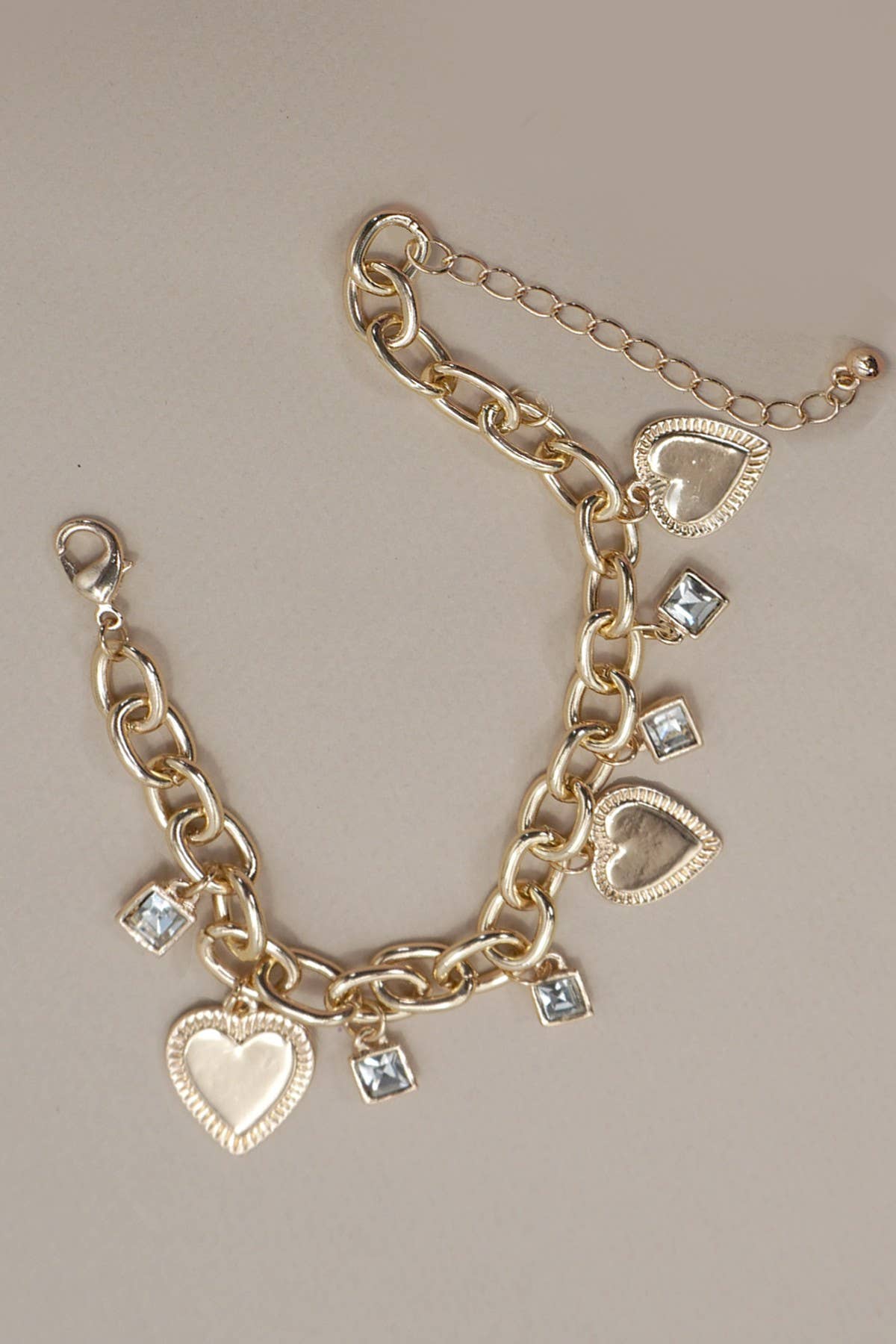 Josslyn CHARM BRACELET-HEART RHINESTONE CHARMS