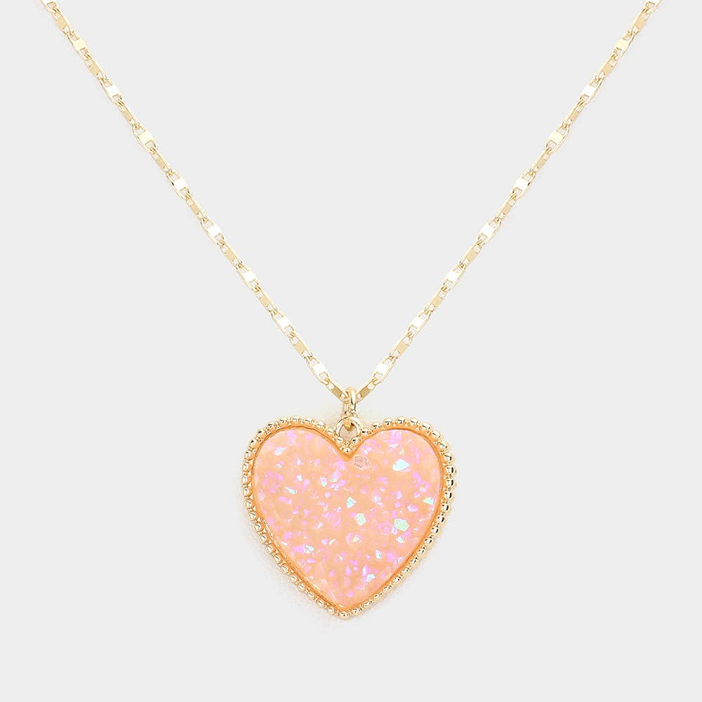 Josslyn Druzy Heart Pendant Necklace