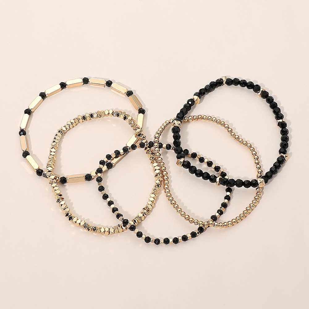 5PCS - Faceted Beaded Stretch Multi Layered Bracelets