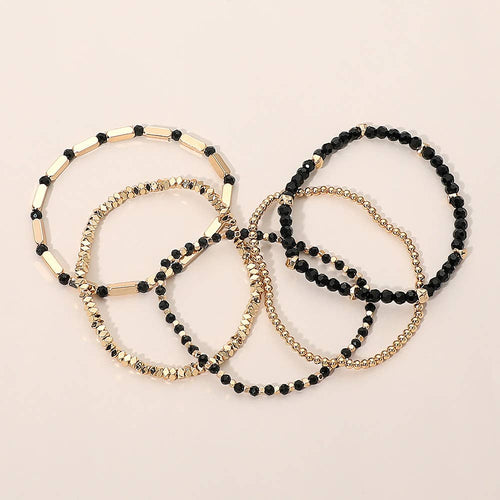 5PCS - Faceted Beaded Stretch Multi Layered Bracelets