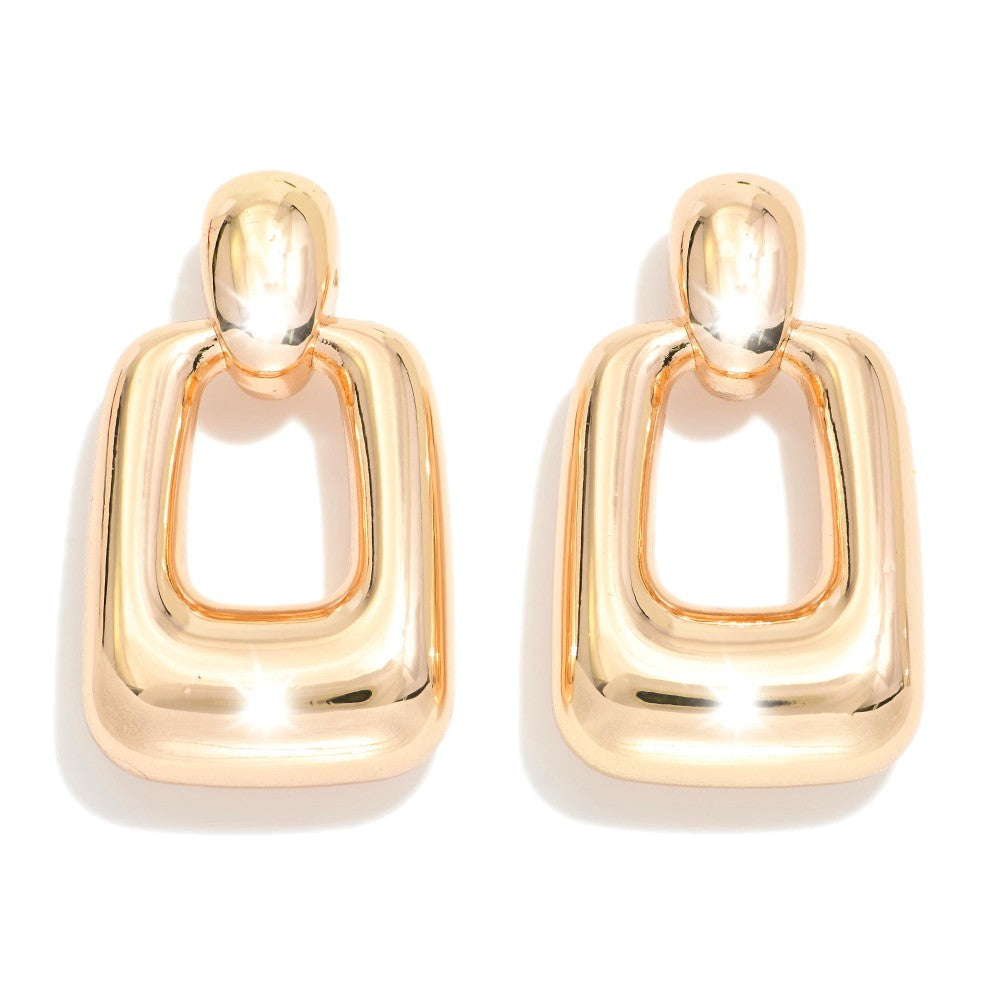 Rectangular Hoop Drop Earrings