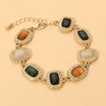 Boho Rectangular Natural Stone Frame Link Bracelet