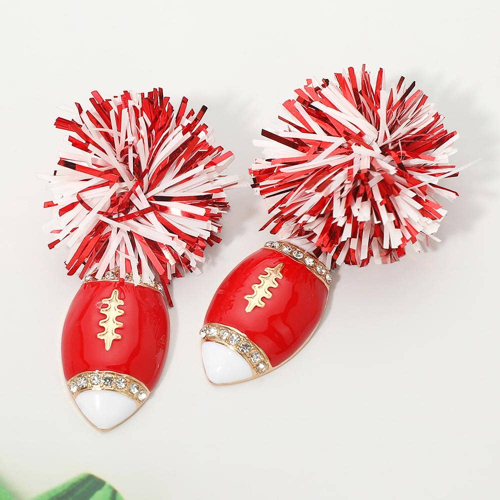 Tinsel Gameday Football Charm Drop Earrings