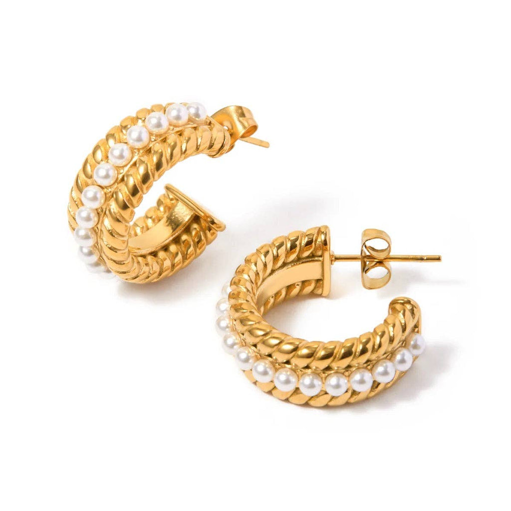 Ellison+Young My Lady Pearl Mix Hoop Earrings