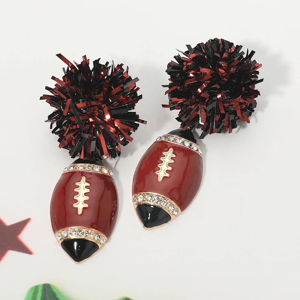 Tinsel Gameday Football Charm Drop Earrings