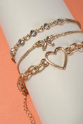 Josslyn MULTI LAYER BOW HEART STATION RHINESTONE BRACELET