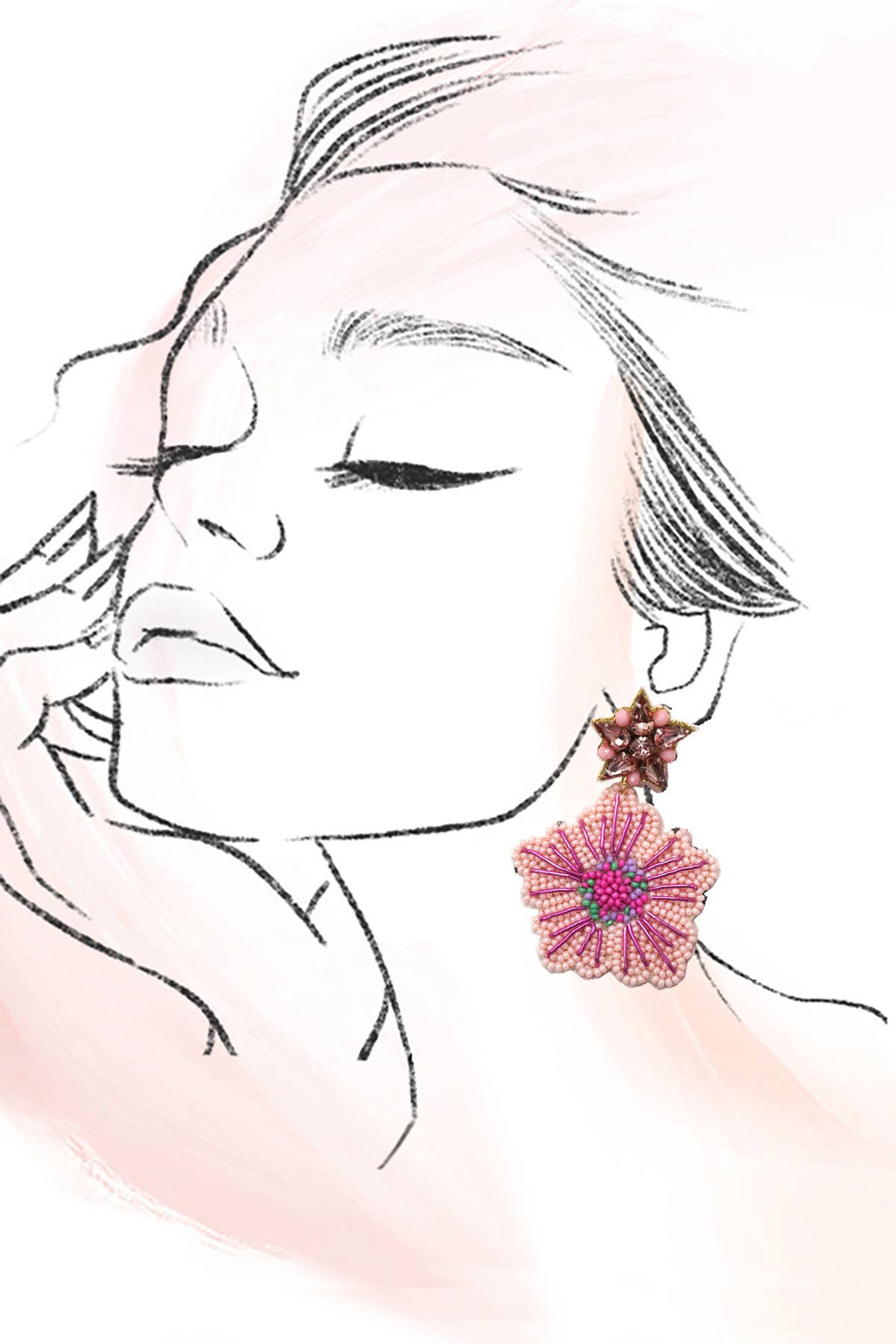 Josslyn FLOWER  SEED BEADED DROP EARRINGS