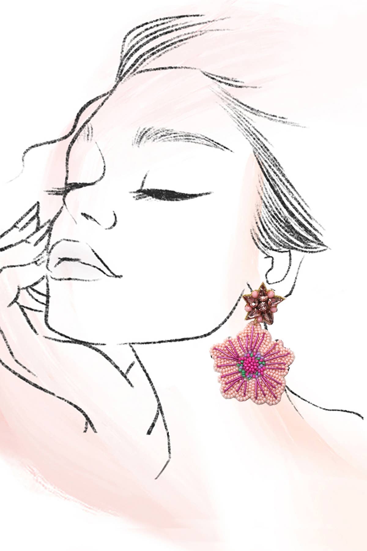 Josslyn FLOWER  SEED BEADED DROP EARRINGS