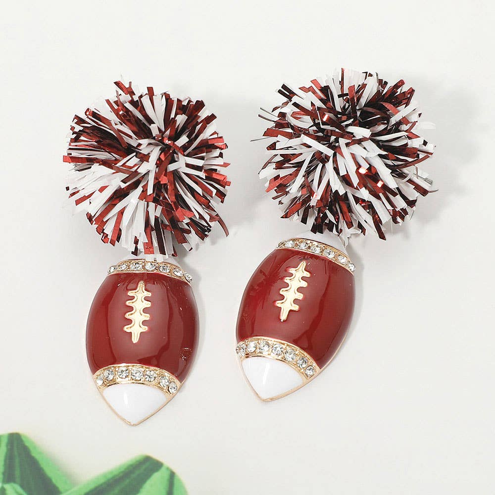 Tinsel Gameday Football Charm Drop Earrings