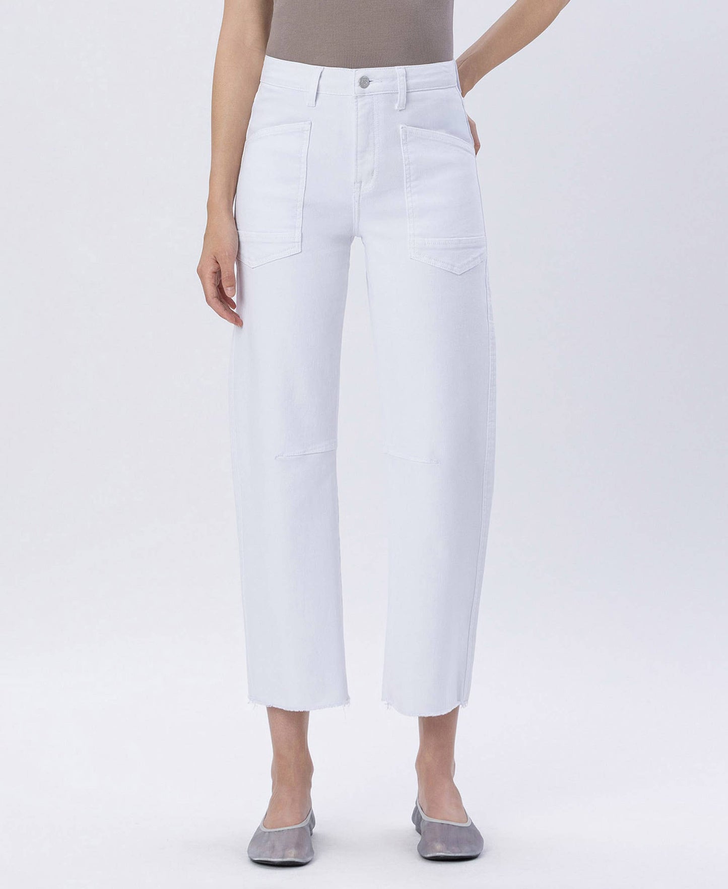 Vervet SUPER HIGH RISE RAW HEM BARREL JEANS