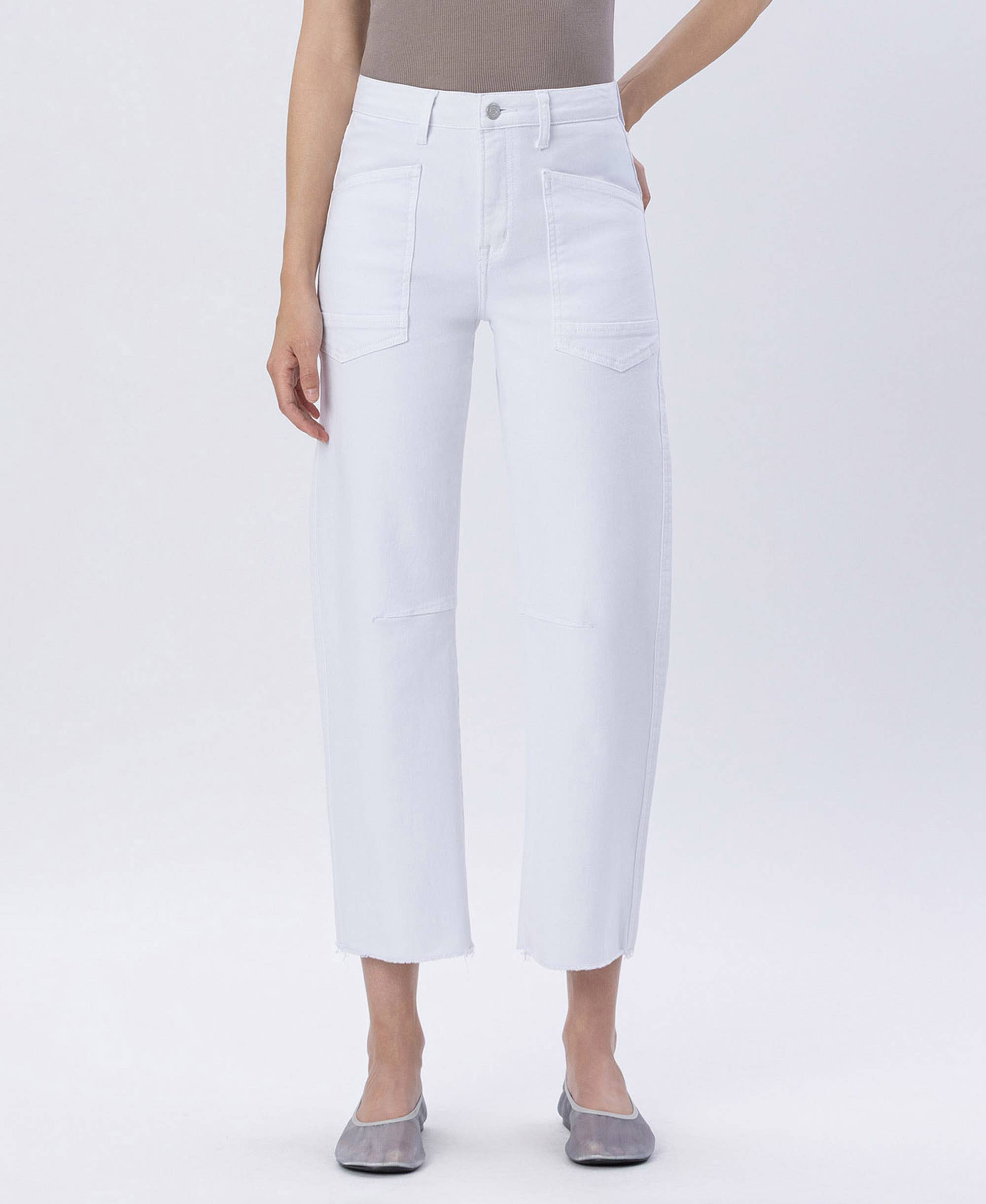 Vervet SUPER HIGH RISE RAW HEM BARREL JEANS