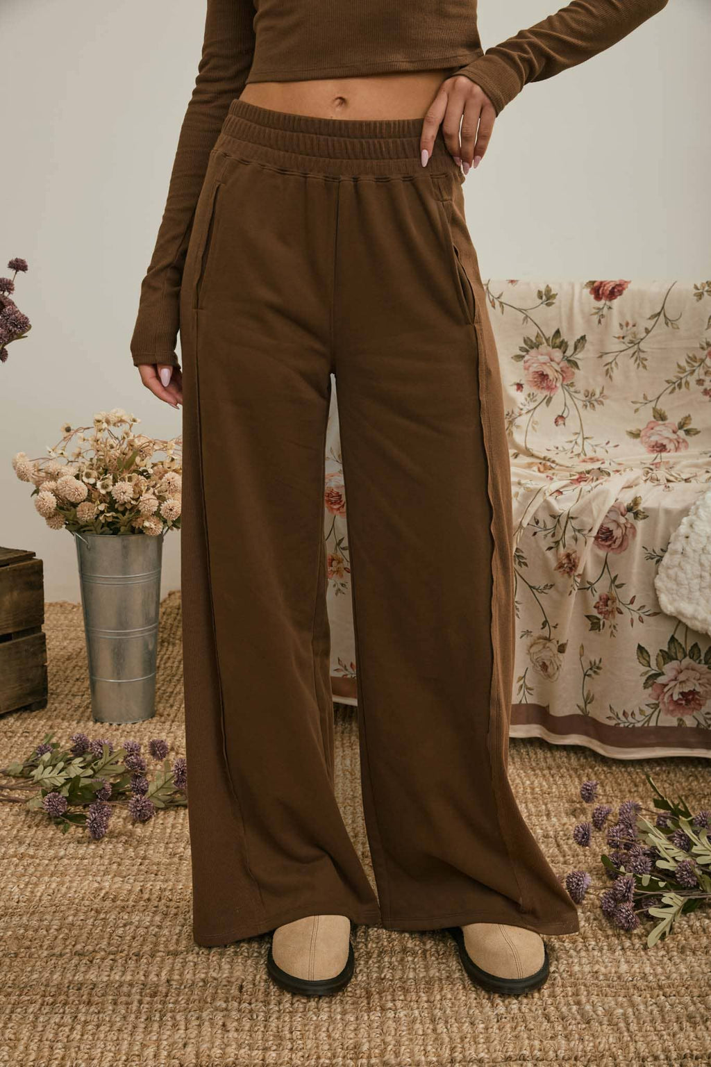 Blu Pepper ELASTIC WAIST SIDE PANEL KNIT LOUNGE PANTS