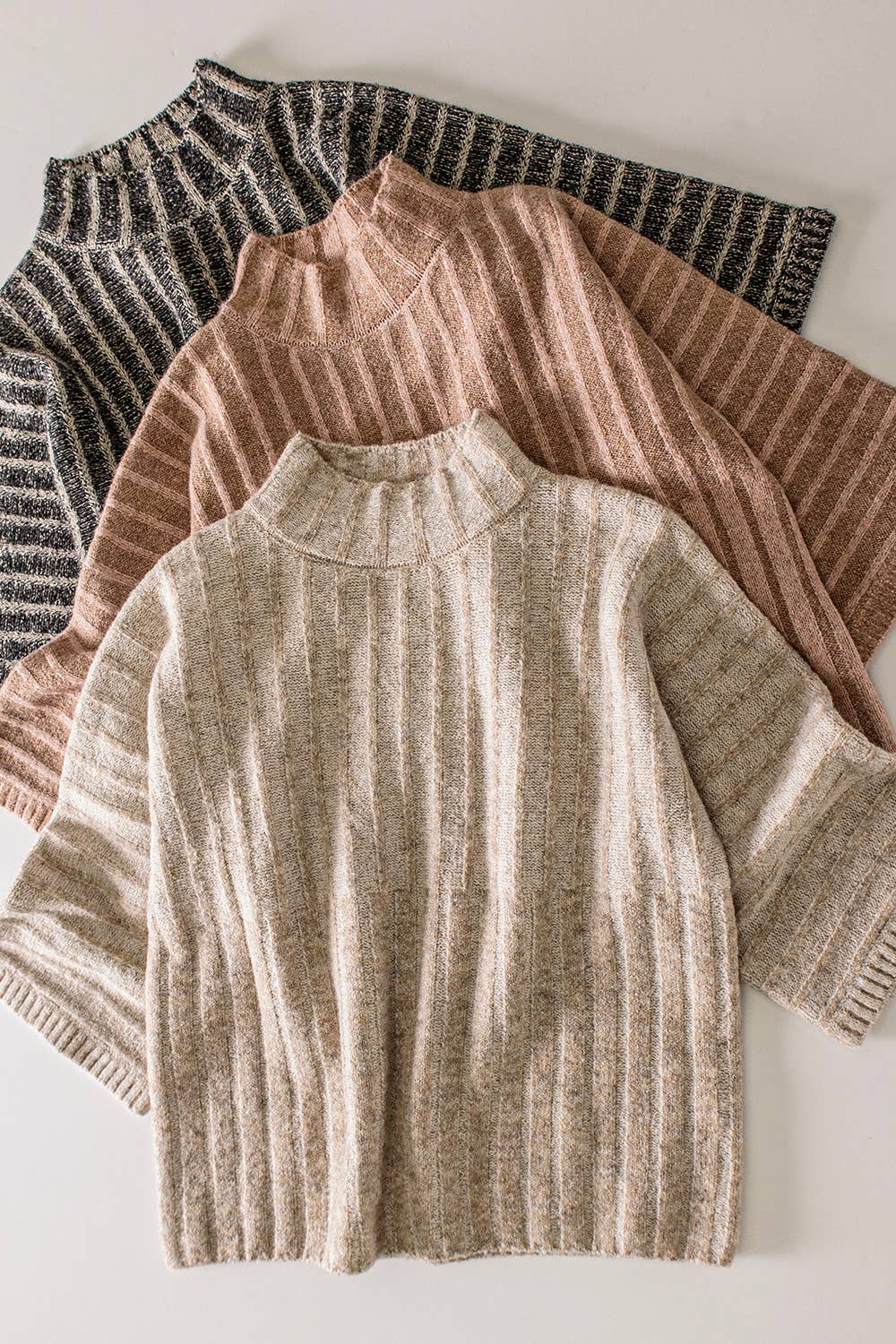 VERY J - Ribbed Knit Mock Neck Sweater