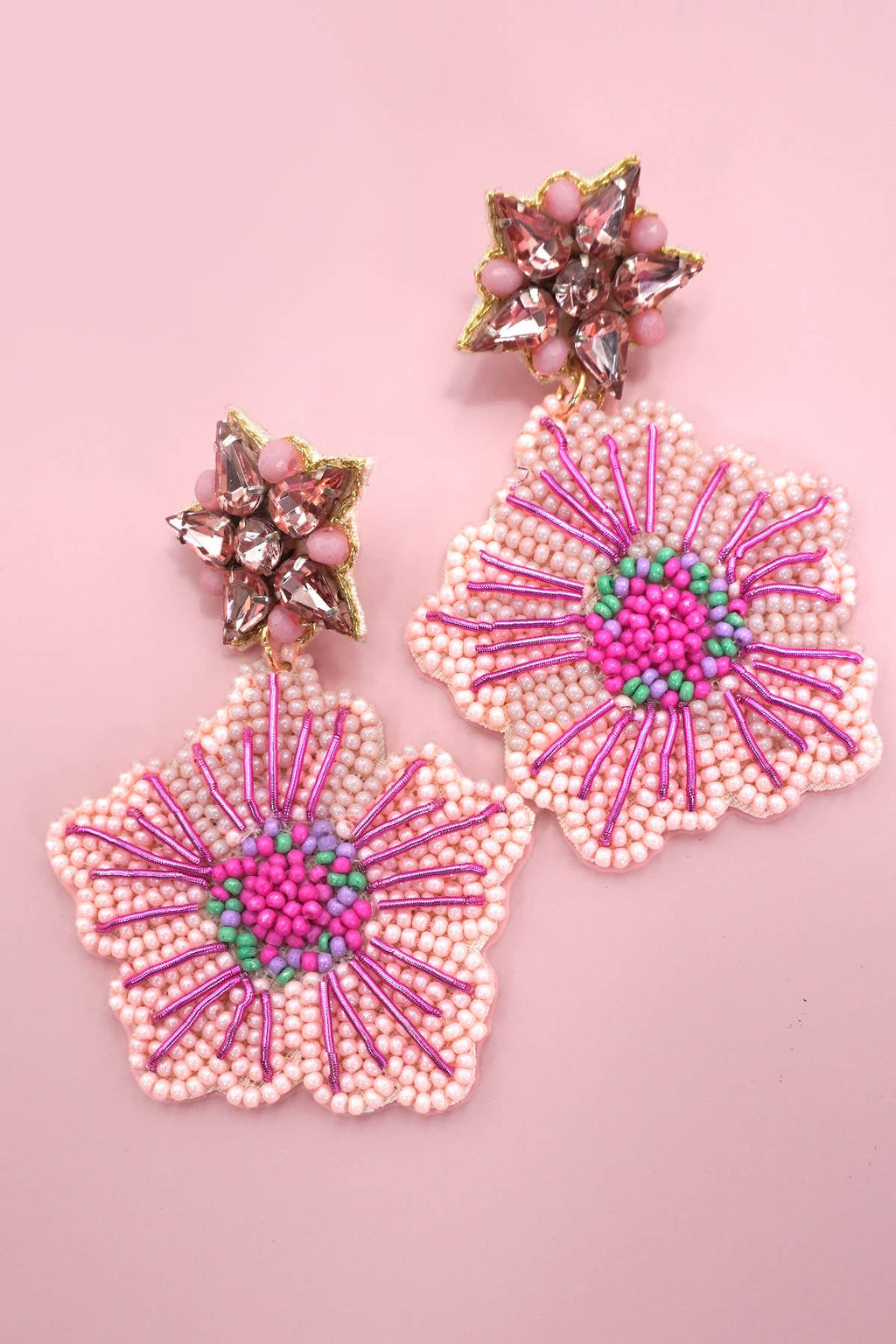 Josslyn FLOWER  SEED BEADED DROP EARRINGS