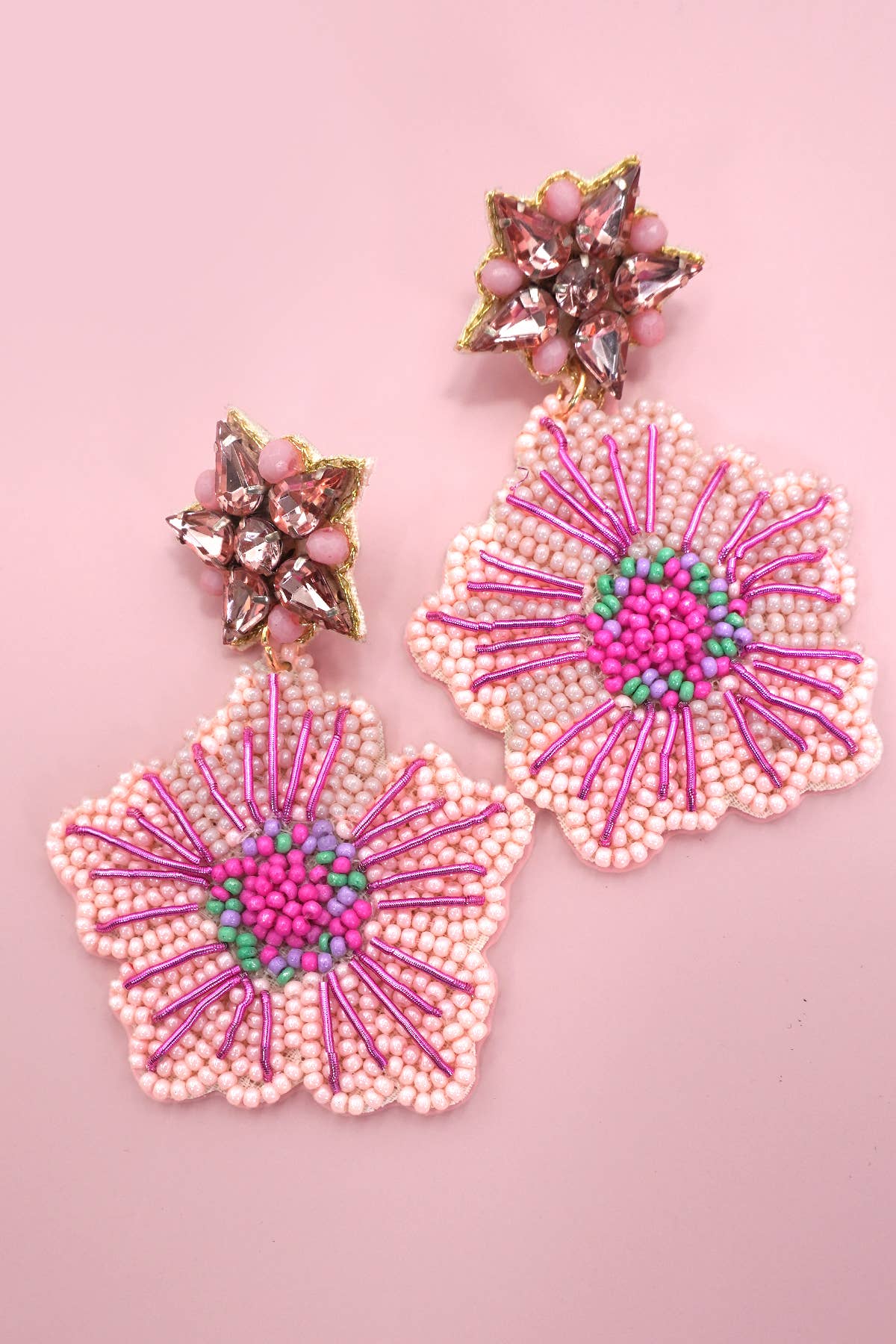 Josslyn FLOWER  SEED BEADED DROP EARRINGS