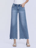 Vervet HIGH RISE RAW HEM SLANT SIDE SEAM WIDE LEG JEANS