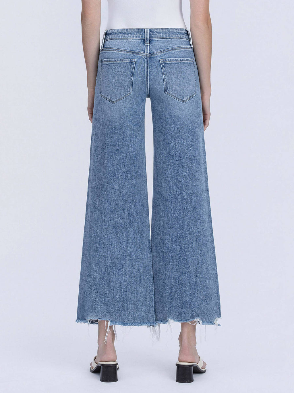 Vervet HIGH RISE RAW HEM SLANT SIDE SEAM WIDE LEG JEANS