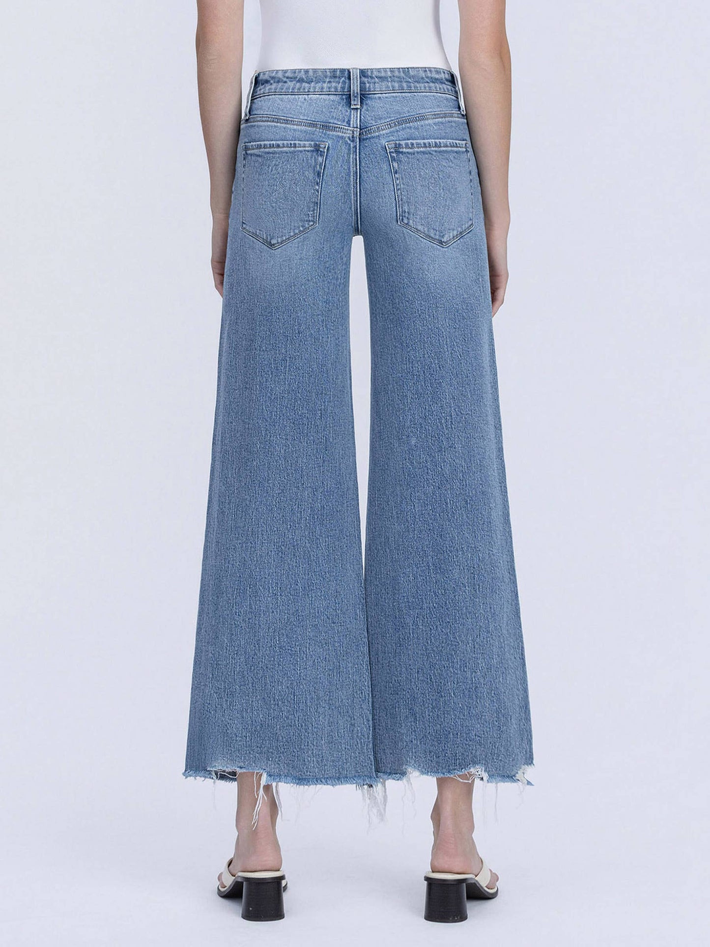 Vervet HIGH RISE RAW HEM SLANT SIDE SEAM WIDE LEG JEANS