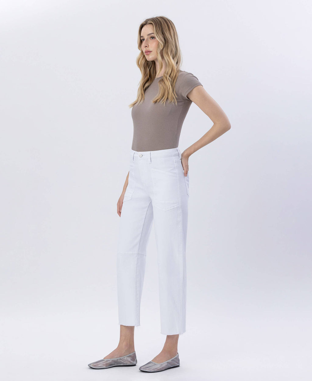 Vervet SUPER HIGH RISE RAW HEM BARREL JEANS