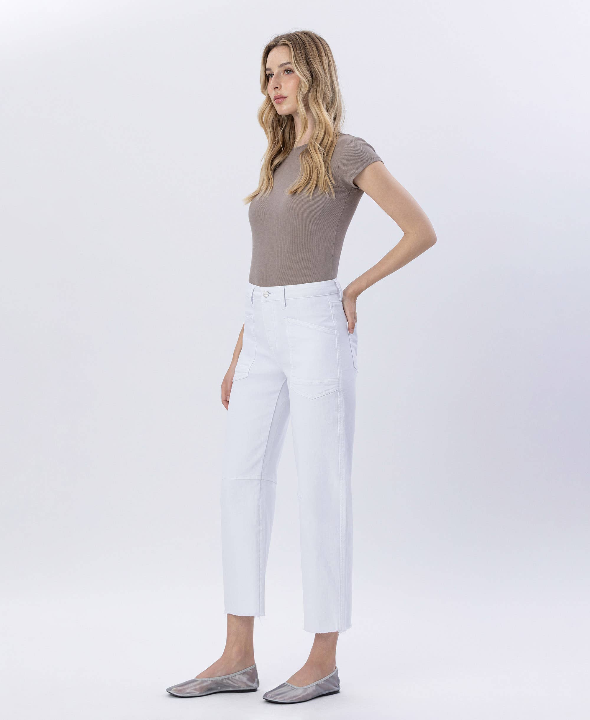 Vervet SUPER HIGH RISE RAW HEM BARREL JEANS