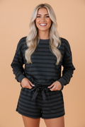 PRETTY BASH Stripe Long Sleeve Top & Shorts Set