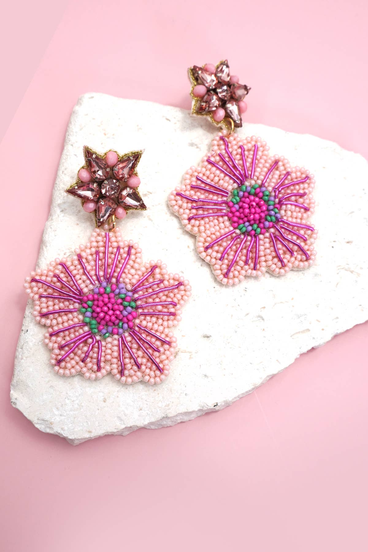Josslyn FLOWER  SEED BEADED DROP EARRINGS
