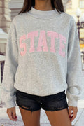 STATE Letter Applique Oversized Mock Neck Sweatshirt