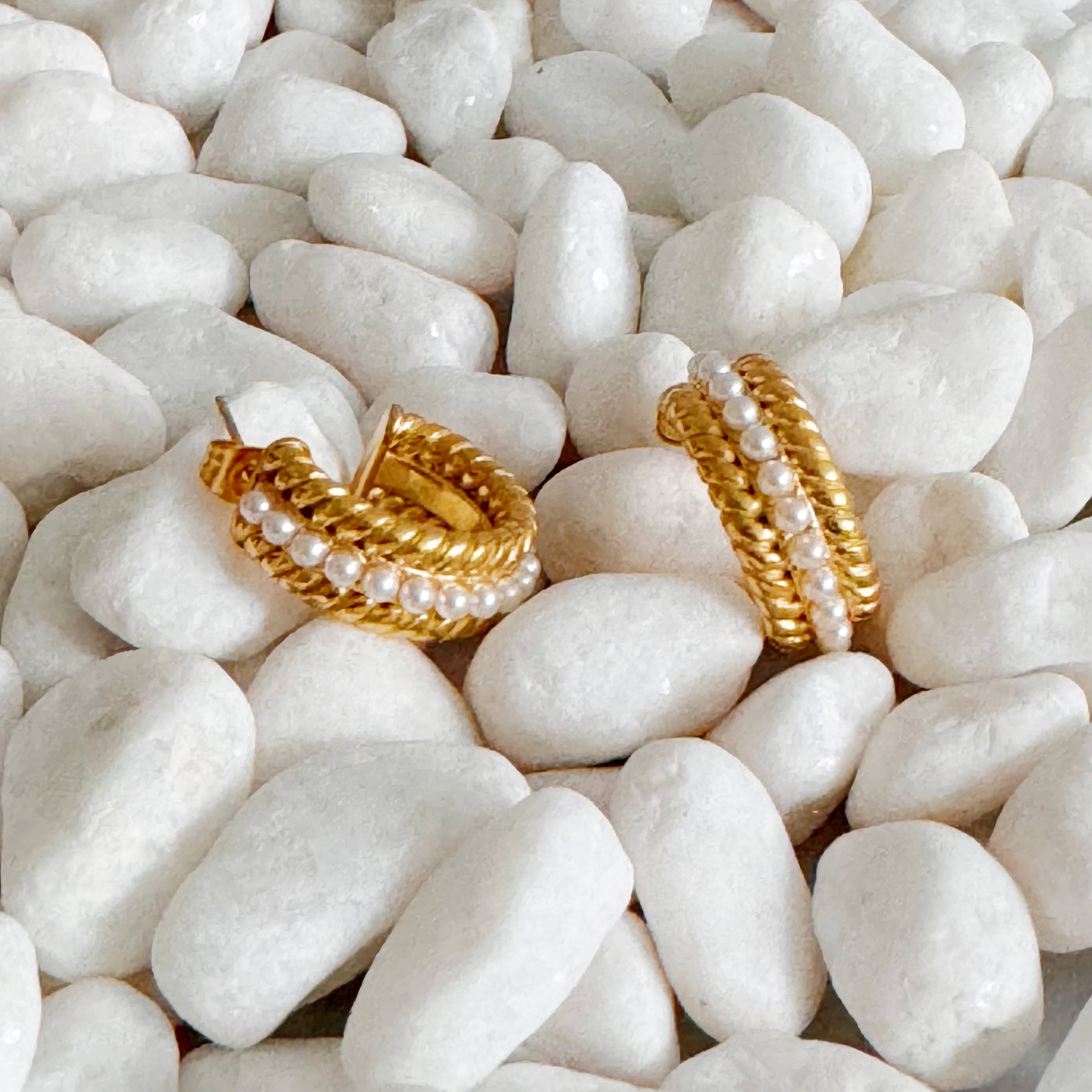 Ellison+Young My Lady Pearl Mix Hoop Earrings