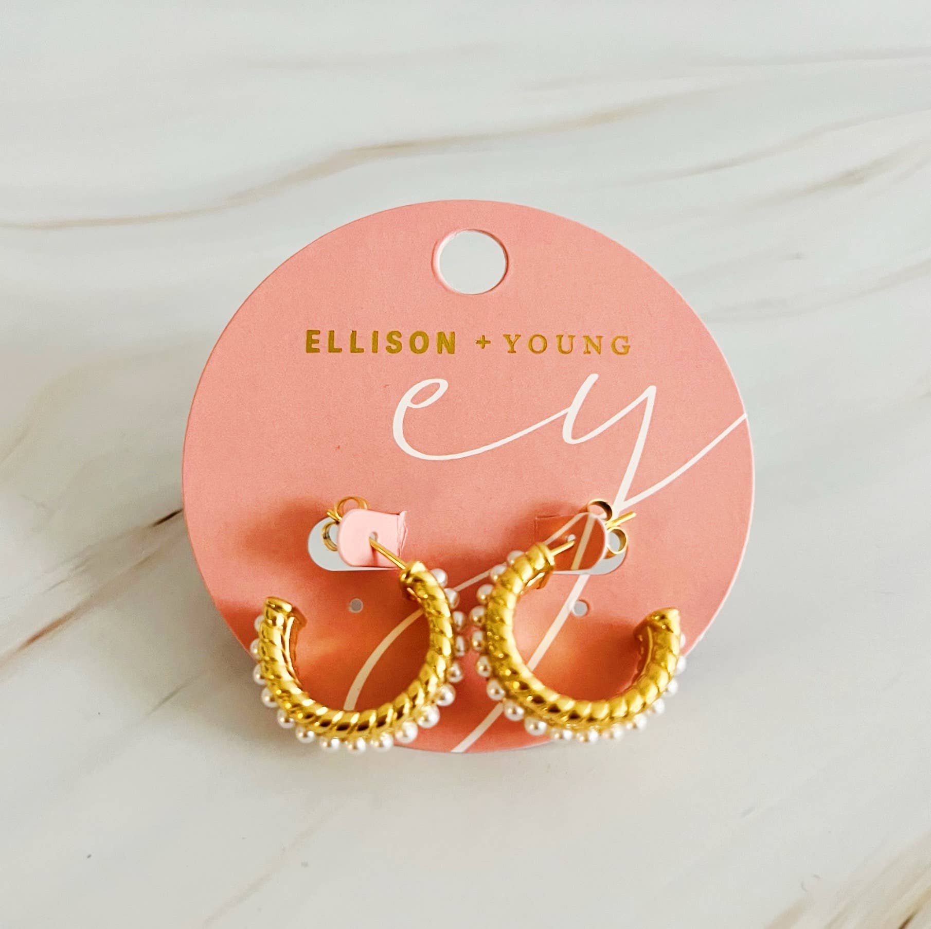 Ellison+Young My Lady Pearl Mix Hoop Earrings