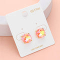 Round Stone Cushion Stud Earrings