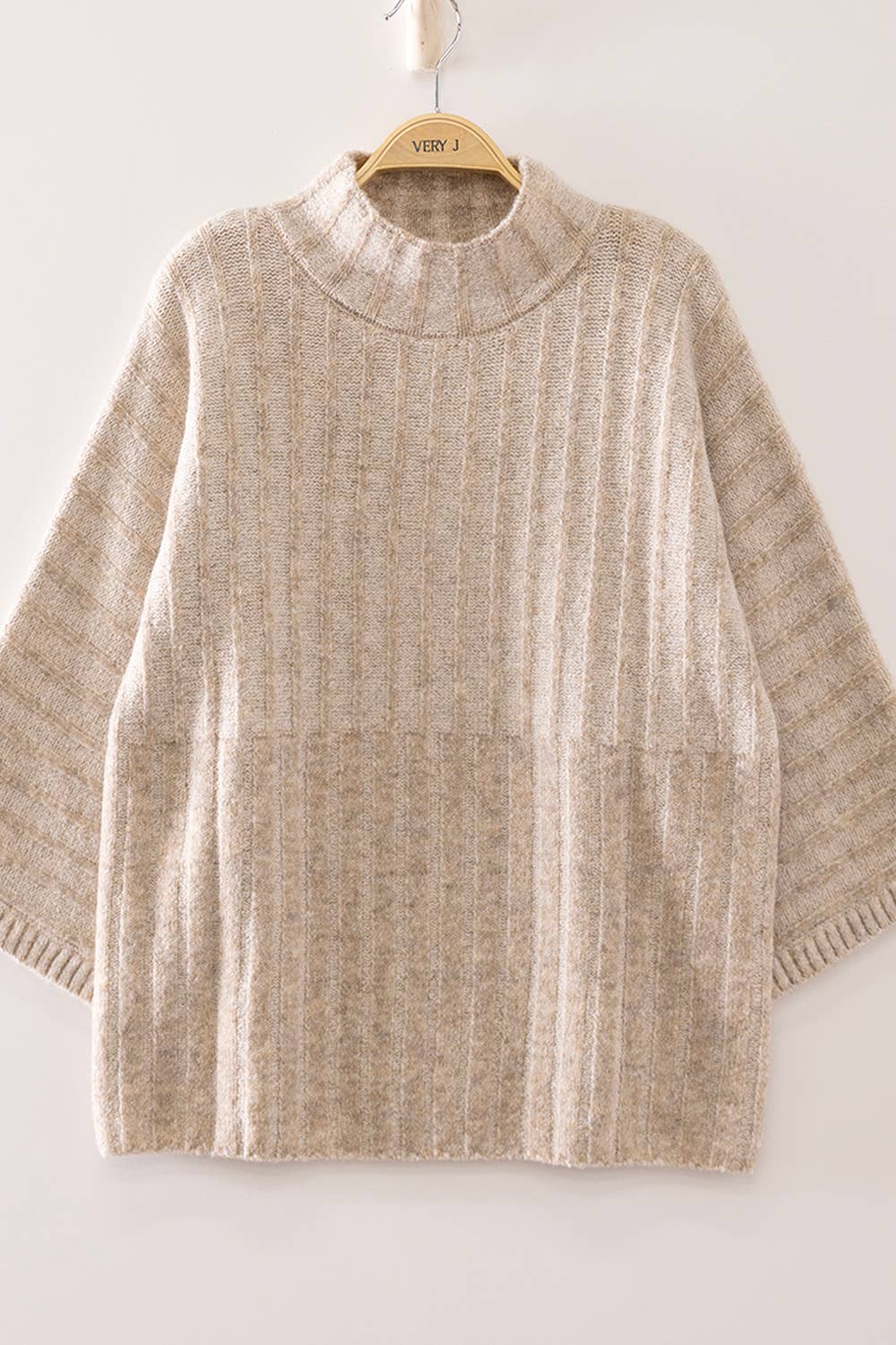 VERY J - Ribbed Knit Mock Neck Sweater