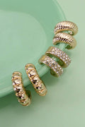 Josslyn TRIO RHINESTONE TEXTURED HUGGIE HOOP EARRINGS