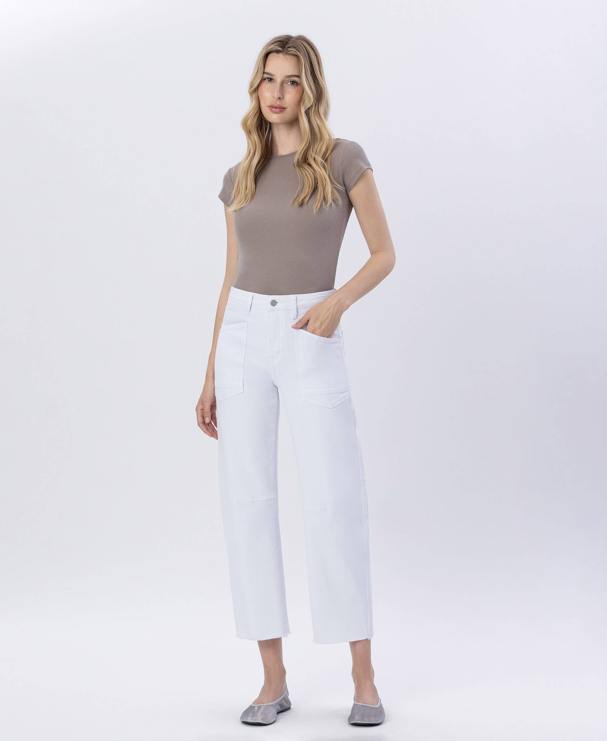Vervet SUPER HIGH RISE RAW HEM BARREL JEANS