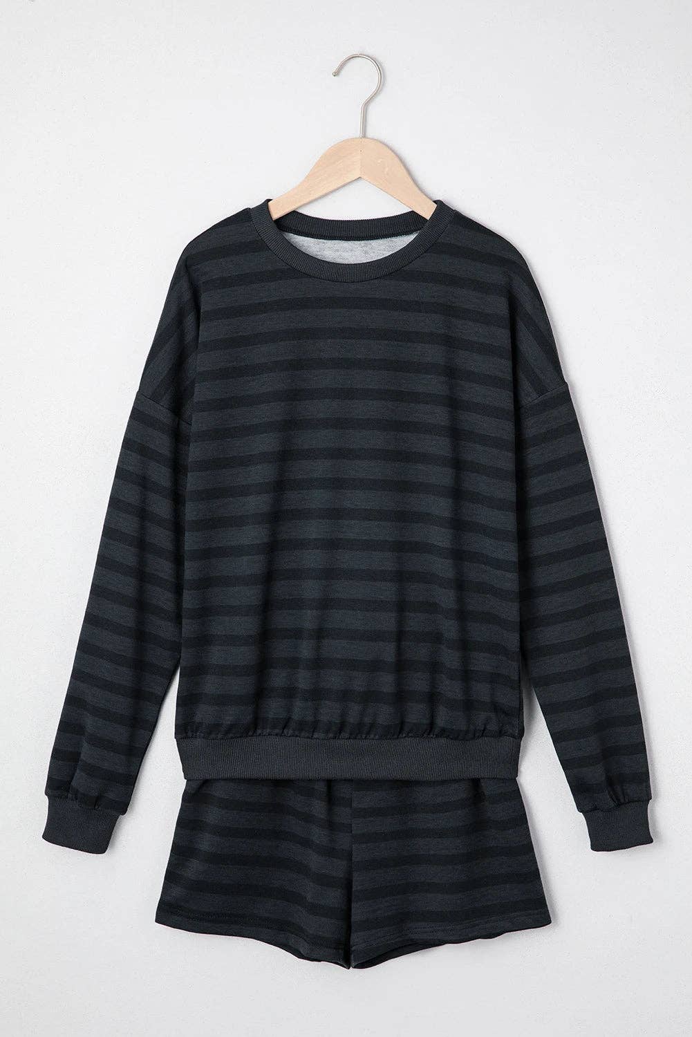 PRETTY BASH Stripe Long Sleeve Top & Shorts Set