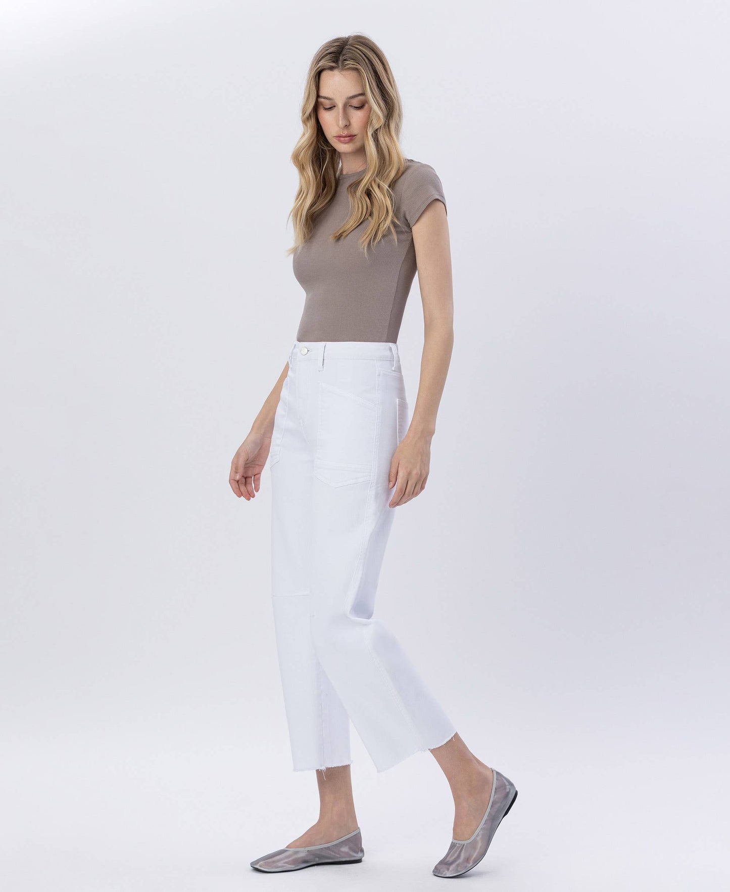 Vervet SUPER HIGH RISE RAW HEM BARREL JEANS