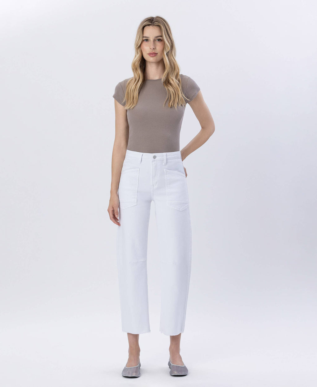 Vervet SUPER HIGH RISE RAW HEM BARREL JEANS