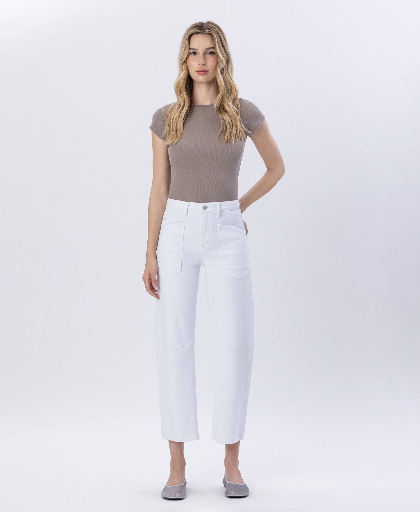 Vervet SUPER HIGH RISE RAW HEM BARREL JEANS
