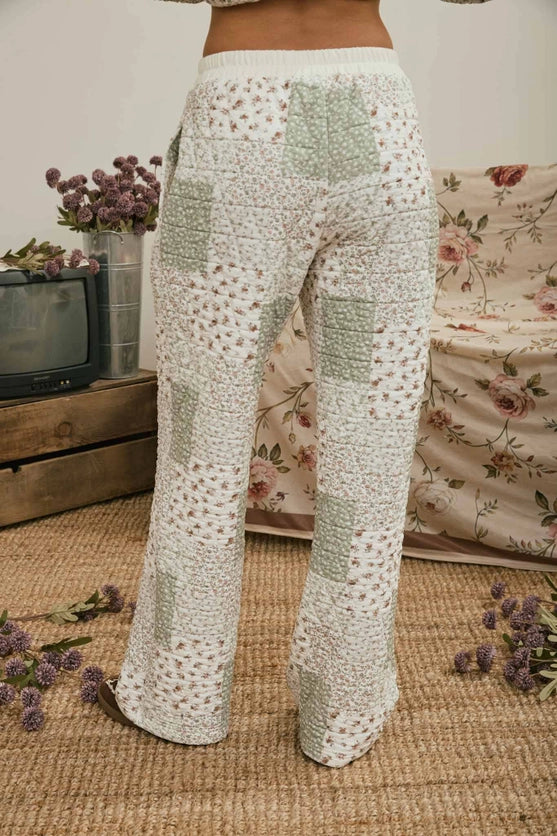 J.O.A. MULTI-FLORAL PATCHWORK KNIT TOP and PANTS SET